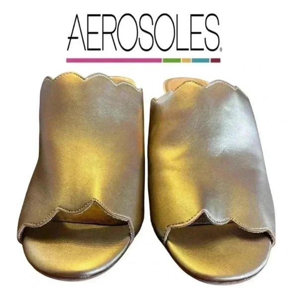 🛍️3/$40 Aerosoles A2 Heel Rest Mules – Metallic Gold / Bronze Women’s Size 12 - Picture 4 of 8